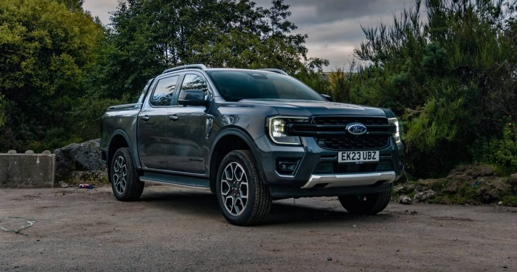 Parked Ford Ranger Wildtrak with Carbonised Grey paint