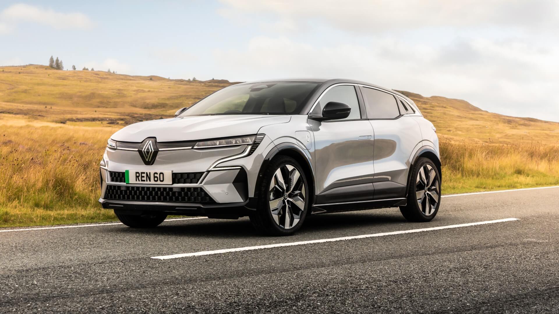 Renault Megan E-Tech driving through country roads