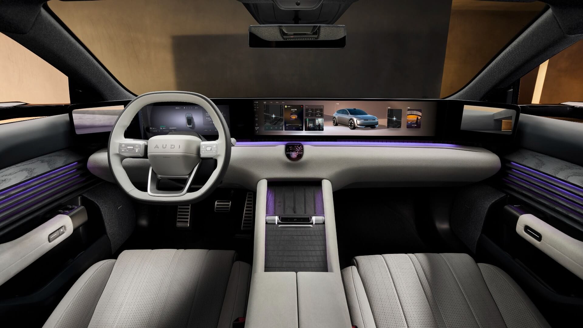 Photo of the dashboard inside the AUDI E5.