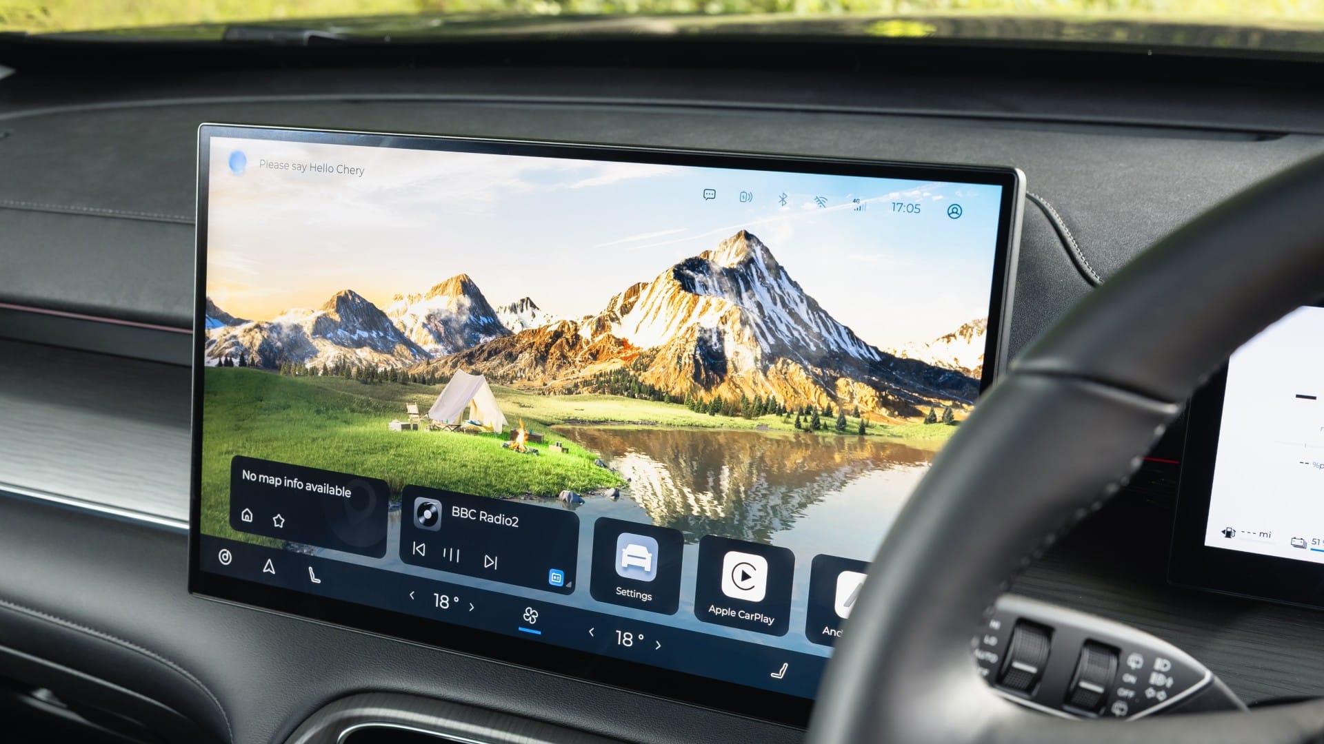 Image of the infotainment screen in the Chery Tiggo 8.