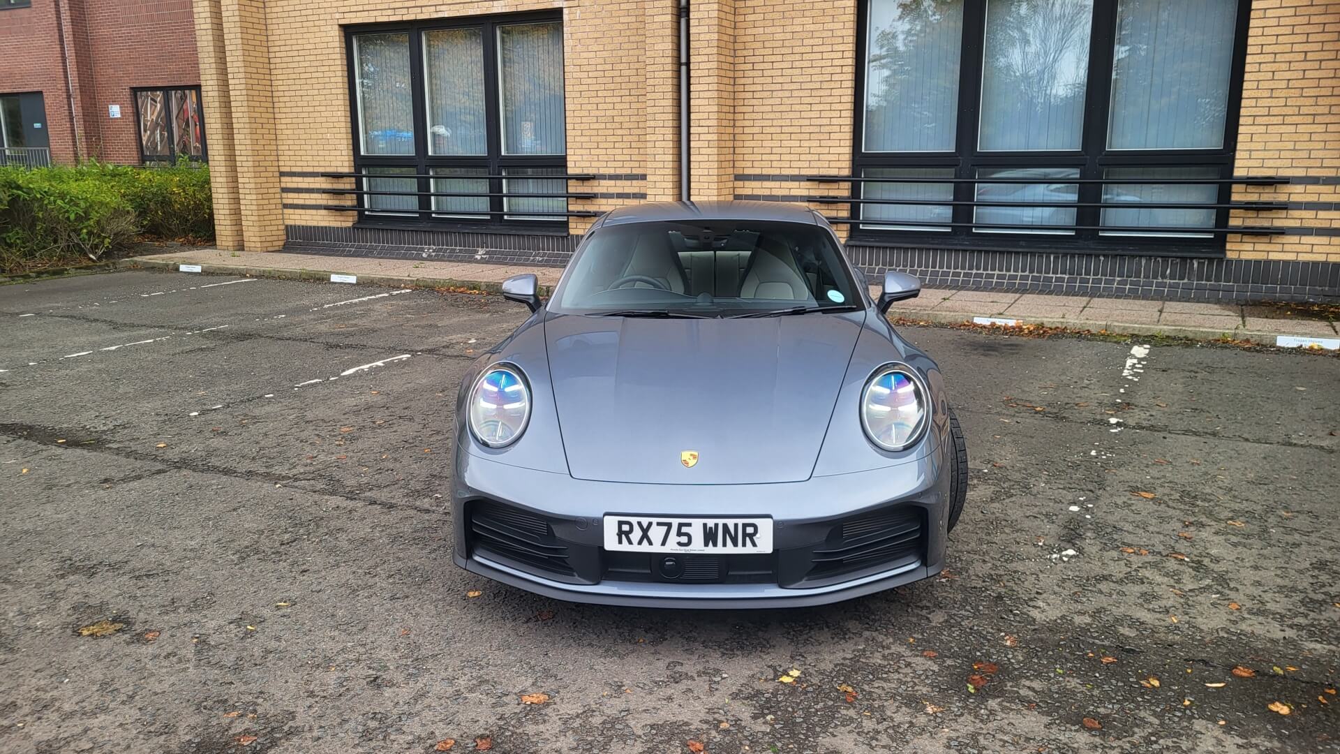 Front view of the Porsche 911 Carrera.