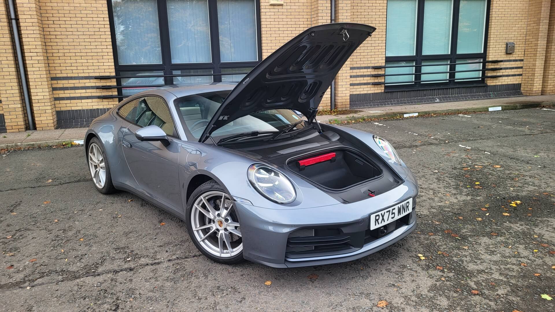 Photo of the frunk in the Porsche 911 Carrera.