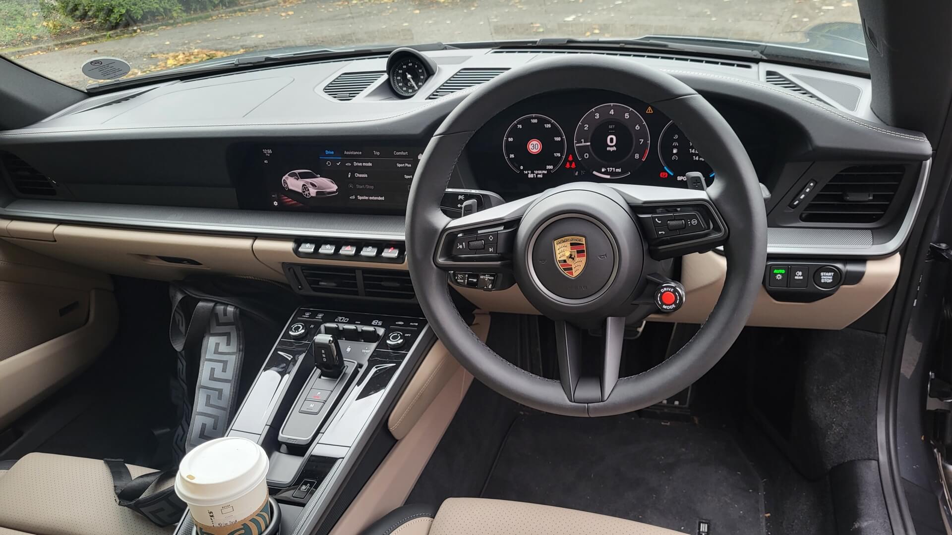 Interior photo of the Porsche 911 Carrera.